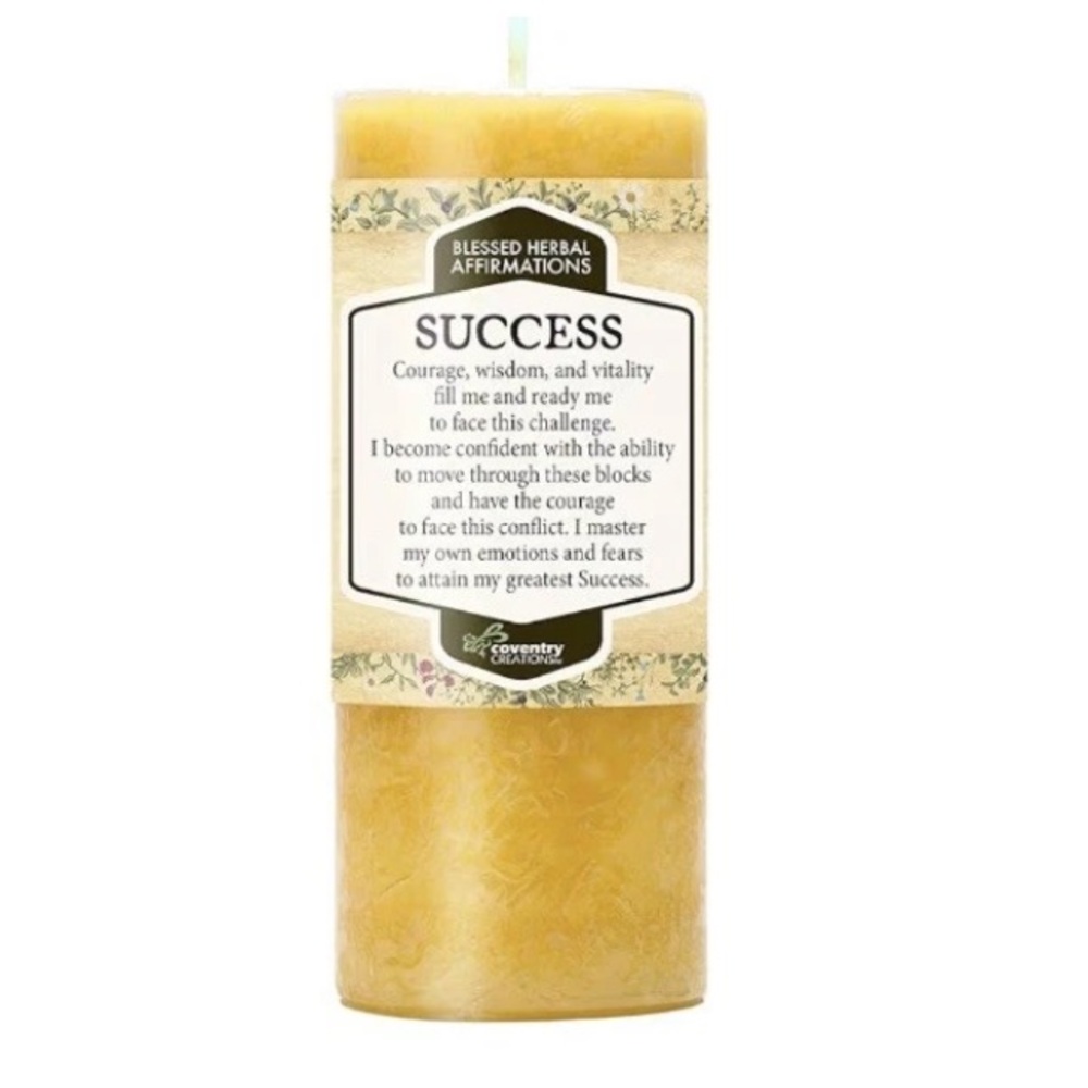 Success Blessed Herbal Affirmation Candle Coventry Creations 2 x 4” Pillar New